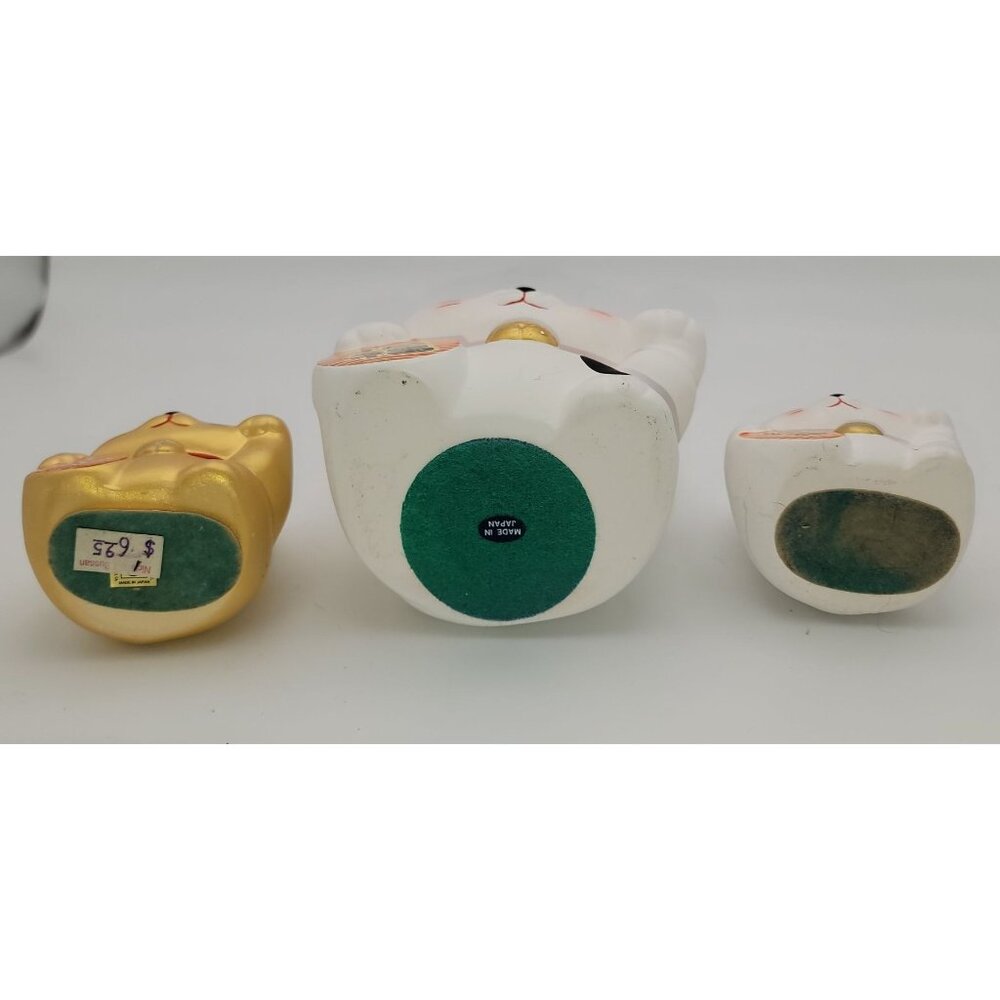 Set Of 3 Maneki Neko Lucky Cat Coin Banks - Picture 7 of 9